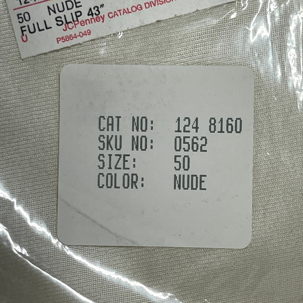 Vintage 90s JCPenney Full Slip 43" Nightgown Size 50 Nude Romantic‎ Feminine NWT - Picture 3 of 3